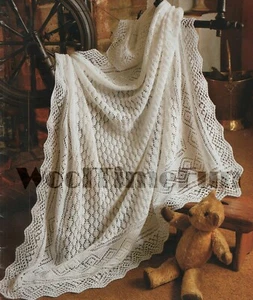 Knitting Pattern Baby's Diamond Design Lace Shawl/Blanket. - Picture 1 of 1