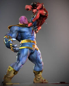 Deadpool vs Thanos Resin Sculpture Statue Model Kit Unpainted/Unassembled - Picture 1 of 1
