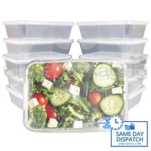 10 x PLASTIC 650ml MICROWAVE FOOD TAKEAWAY CONTAINERS - Picture 1 of 5