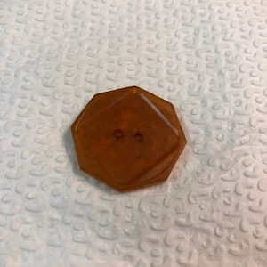 Vintage 1930's Art Deco Square Octagon Marbled Amber Bakelite Clothes Button - Picture 1 of 2