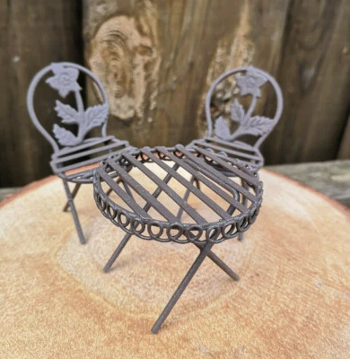 Tisch Stühle Puppenhaus Möbel Gartenmöbel Metall 1:16 Braun Set Garten Möbel