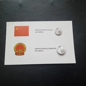 5x Chinese Stamps & 2x Chinese Coins. on a Display Card - Very Collectible. - Picture 1 of 2