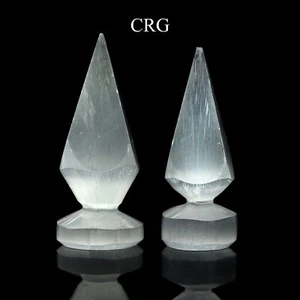 Selenite Small Obelisk Points with Round Bases (4 Pieces) Size 3.5 to 4 Inches - Picture 1 of 2