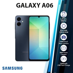 Samsung Galaxy A06 Android Cell Phone (Black/4GB+128GB/Dual SIM/Unlocked) - Picture 1 of 6