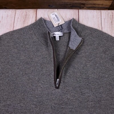 Новый $298 Peter Millar Crown шерсти/кашемира 1/4 свитер пуловер OLVBR XL - Изображение 1 из 4