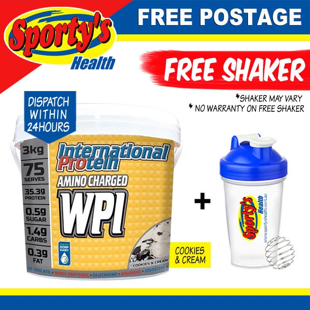 INTERNATIONAL PROTEIN AMINO CHARGED WPI 3kg COOKIES& CREAM WHEY PROTEIN ISOLATE