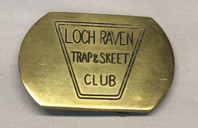 Loch Raven Trap & Skeet Club Belt buckle Baltimore MD Shooting Baron Brass 1980 - Image 1 of 4