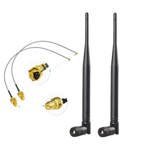 2X 2.4GHz 6dBi Indoor Omni Bulethool ISM2400 WIFI Antenna +2X 12cm U.FL Mini PCI - Picture 1 of 7