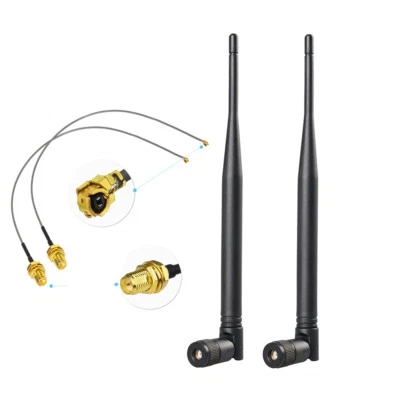 2X 2.4GHz 6dBi Indoor Omni Bulethool ISM2400 WIFI Antenna +2X 12cm U.FL Mini PCI - Image 1 of 4