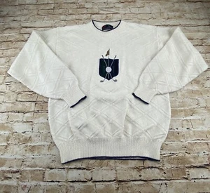 VINTAGE Isles Of Cotton Cream Golf Sweater Large 100% Cotton Size Medium. - Picture 1 of 8