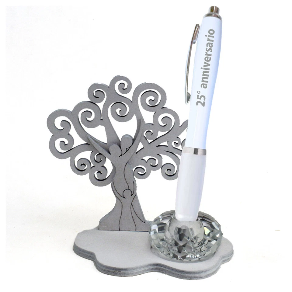 DLMBOMBONIERE 34284 Bomboniere PortaPenne Cristallo Albero Vita Famiglia 25 Anniversario Nozze