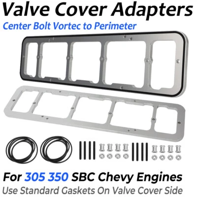 Valve Cover Adapters For Center Bolt Head Vortec 305 350 Chevy SBC w O-ring Seal - Image 1 of 4