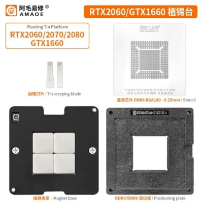 Amaoe NVIDIA RTX2080 2070 2060 GTX1660 BGA Reballing Stencil Kit N18E Rete Acciaio - Immagine 1 di 4