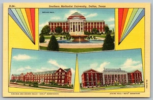 Southern Methodist University SMU Dallas Texas Dormitories Linen Postcard J12 - Imagen 1 de 2