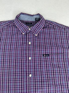Chaps Easy Care Herren Button Down Large Kurzarm lila kariert L - Bild 1 von 8