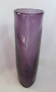 MURANO HAND BLOWN ART GLASS LARGE WAVEY DESIGN OVEL PURPLE LAVENDER 11" VASE - Picture 1 of 4