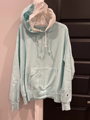 复古 Champion Reverse Weave 双连帽运动衫 AQUA 蓝色 XL ❤️⁍🔥 — 第 1/4 张图片