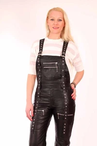 Latz Leder Hose Latzhose Lederhose 49 schwarz Größe XXL 52 Overall Catsuit Bib - Bild 1 von 1