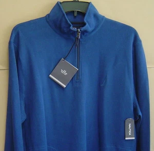 GIACCA MAGLIONE PULLOVER MEZZA ZIP ANTIVENTO NAUTICA XL NUOVA CON ETICHETTE $80 BLU ESTATE K63228 - Foto 1 di 4