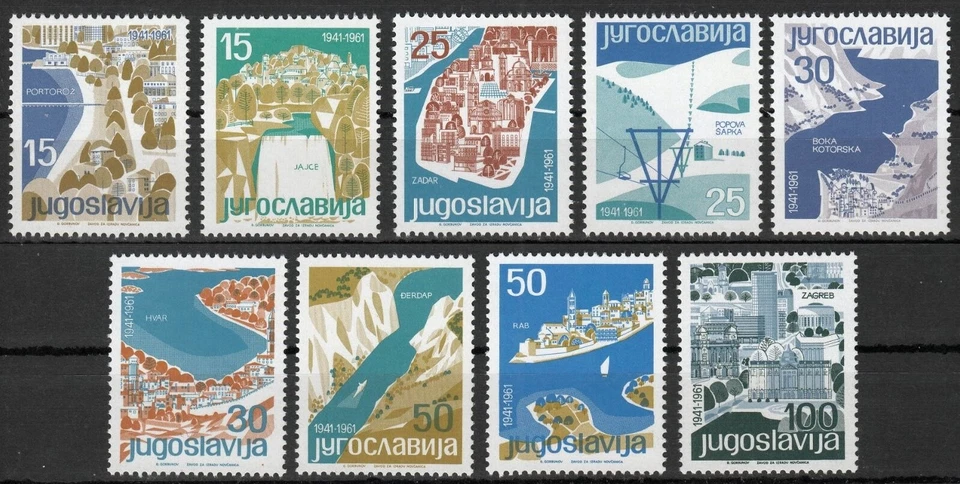 Yugoslavia 1962 ☀ Juego completo de turismo local Mi 994-1002 ☀ MNH (**)  Foto 1 de 1