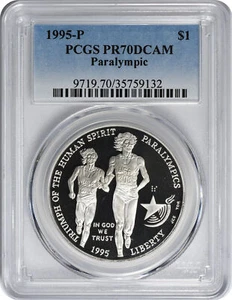 1995-P Blind Runner Paralympics Commemorative Dollar PR70DCAM PCGS Proof 70 DC - Picture 1 of 2