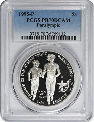 1995-P Blind Runner Paralympics Commemorative Dollar PR70DCAM PCGS Proof 70 DC - Image 1 of 2