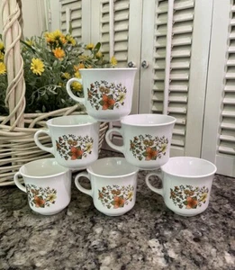 Set of 6 Vintage Corelle by Corning Indian Summer flower coffee/tea cups - Picture 1 of 6