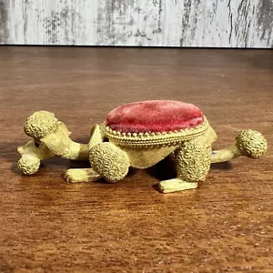 Vintage Florenza Pudel Nähen Nadelkissen goldfarben rote Augen Wackelkopf MCM Unikat - Bild 1 von 13
