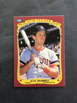 1986 Fleer Star Stickers Alan Trammell Baseball Card #121 Detroit Tigers - Image 1 of 2