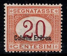 Eritrea 1920-26 Sass. 16 Nuovo * 80% Segnatasse 20 cent