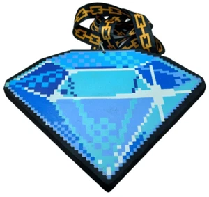 Minecraft Foam Diamond Necklace with Gold Chain Lanyard Cosplay Costume - Picture 1 of 4