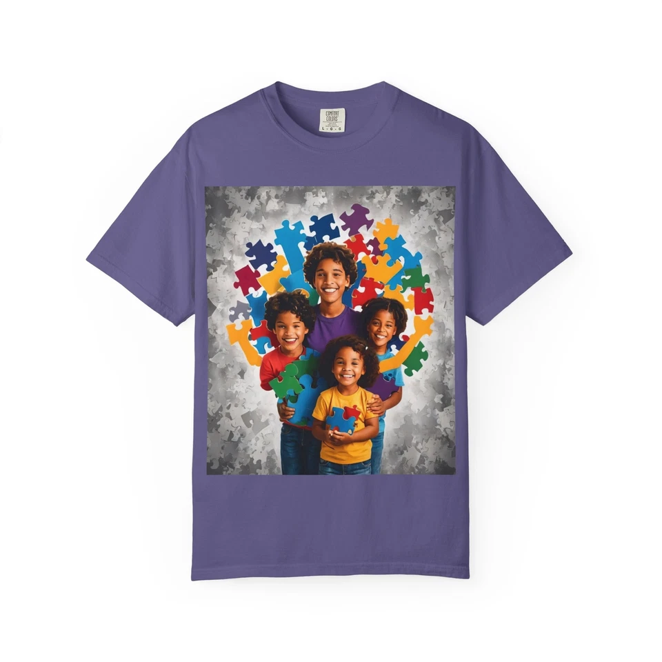 Цветной пазл изделие унисекс футболка, аутизм осведомленности футболка, семейный подарок, весело - Изображение 1 из 1