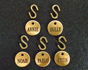 BRIDLE TAG THICK 3/4" CUSTOM ENGRAVED SOLID BRASS HORSE PET ID TAG - Picture 1 of 12