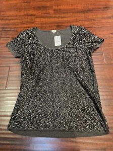 NWT J. Crew Bling Sequins Tee - Gray - Size S - Picture 1 of 8
