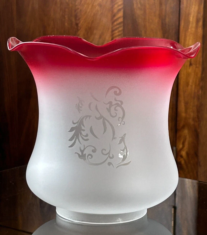 Victorian Style Frosted Glass Floral TULIP Oil Lamp Shade In Diffrent Colours
