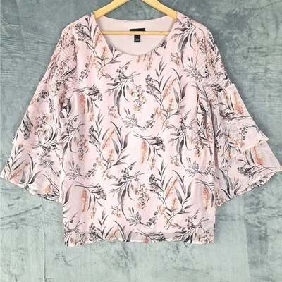 Womens Top XL Pink Romantic Floral Garden Fairy Feminine Bloomcore Office Career - Image 1 of 4