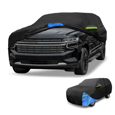 Waterproof Car Cover W/ Door Zipper for Chevrolet Tahoe Oxford Cloth Black Blue Foto 1 de 4