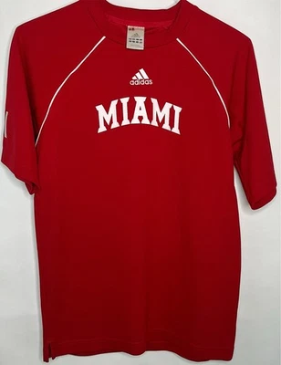 NCAA 迈阿密红鹰队衬衫阿迪达斯红色成人尺寸 XSmall 短袖红色 T 恤 — 第 1/4 张图片