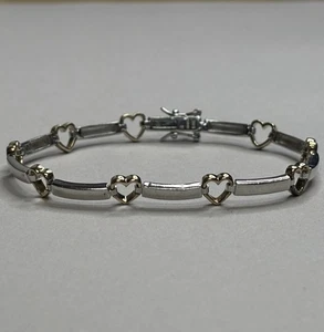 Sterling Silver & Hearts Bracelet #5032 - Picture 1 of 7
