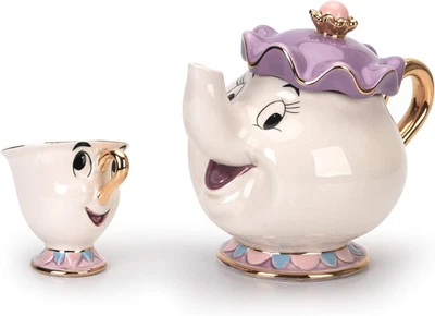 Cartoon New Beauty and the Beast Teapot Mug Mrs Potts Chip Tea Pot Cup One Set L - Image 1 of 4