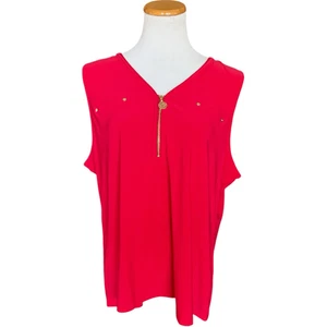 NWT Womens Anne Klein Tango Red Gold Hardware Sleeveless Top Blouse - Sz XL - Picture 1 of 2