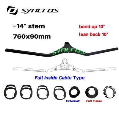 -14° Bicicleta Interior Carbono Integrado Manillar Carbono Vástago Bicicleta Horquilla 60-100mm Foto 1 de 4