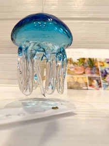 Jellyfish Blue Wind Chime Taku Glass Japan Kurage no Kaze - Picture 1 of 8