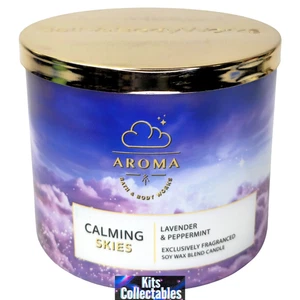 Bath & Body Works Calming Skies Lavender Peppermint Scented Candle 3 Wick NEW - Picture 1 of 3