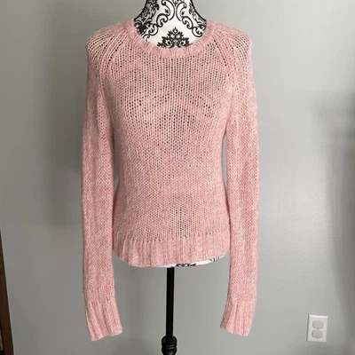 American Eagle Outfitters Sheer Sweater Pink Angora Rabbit Hair & Wool Sz XL - Image 1 of 4