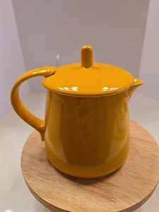 Forlife Single Serve Yellow Stoneware Teapot With Lid Tea Bag Holder Hanger - Picture 1 of 14