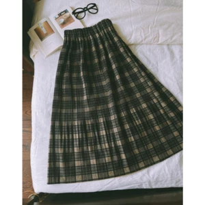 Retro Lady Tartan Midi Pleated Skirt Check Plaid High Waist Half Dress Warm Soft - Picture 1 of 8