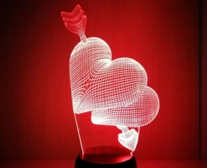Lampara Led rgb Corazones enamorados efecto 3D multicolor decoracion regalo - Bild 1 von 5