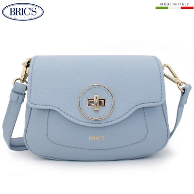 BRIC'S GONDOLA Hecho en Italia Cuero Azul Claro Bandolera Pequeña Solapa Bolso Monedero Foto 1 de 4