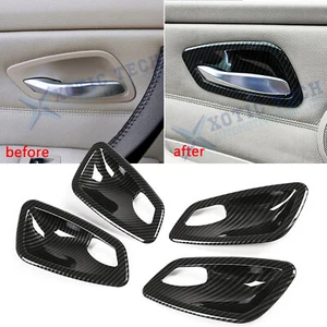 For BMW 3 Series E90 E91 M3 4-Door Carbon Fiber ABS Door Handle Bowl Cover Trims - Picture 1 of 11